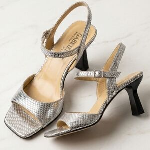 Vintage GABRIELE by G. BENI Silver Snakeskin Italian Leather High-Heeled Sandals